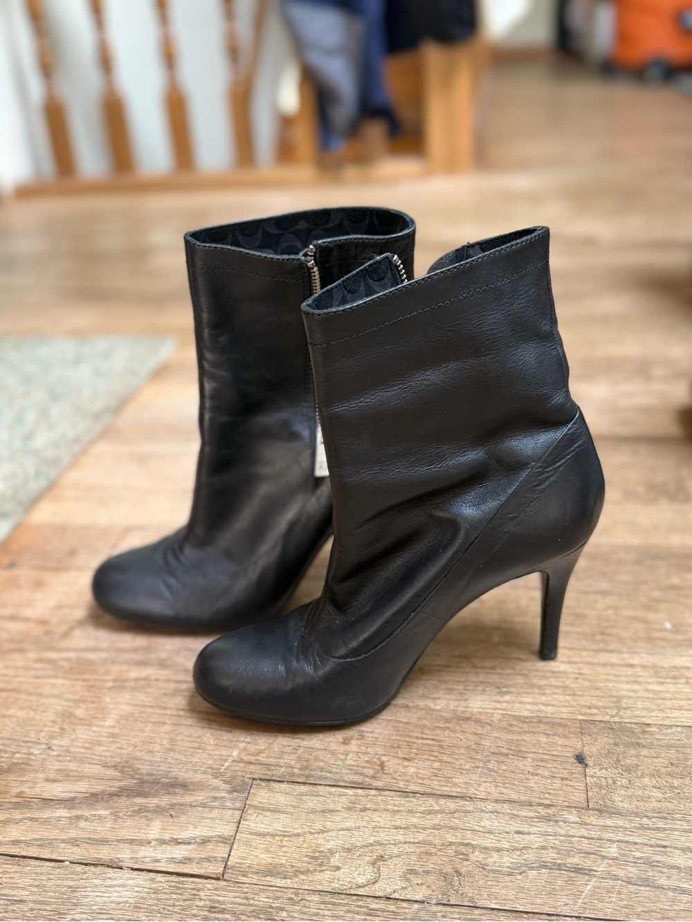 Like New Coach Black Leather Mid-Calf High Heel Booties. Women’s 7